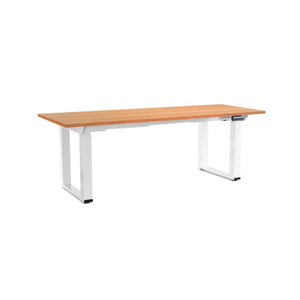 Výškovo nastaviteľný stôl OfficeTech Strong 200 x 80 cm, biela podnož, buk