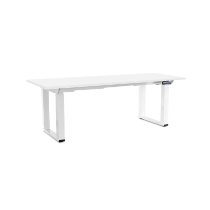 Výškovo nastaviteľný stôl OfficeTech Strong 200 x 80 cm, biela podnož, biela