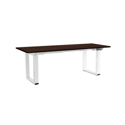 Výškovo nastaviteľný stôl OfficeTech Strong 200 x 80 cm, biela podnož, wenge