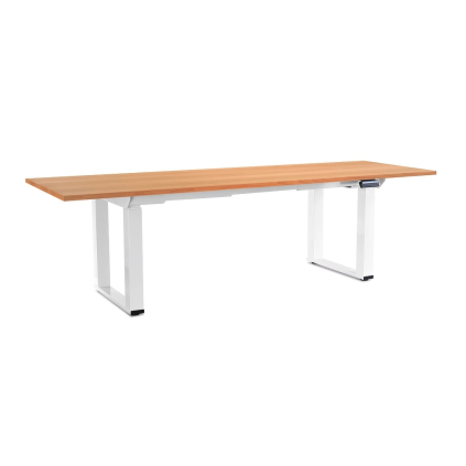 Výškovo nastaviteľný stôl OfficeTech Strong 240 x 80 cm, biela podnož, buk