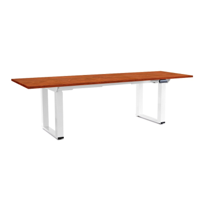 Výškovo nastaviteľný stôl OfficeTech Strong 240 x 80 cm, biela podnož, čerešňa