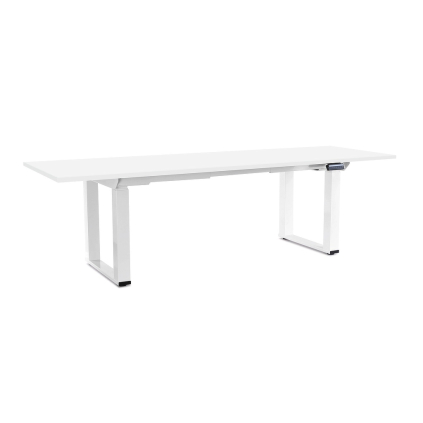 Výškovo nastaviteľný stôl OfficeTech Strong 240 x 80 cm, biela podnož, biela