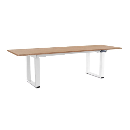 Výškovo nastaviteľný stôl OfficeTech Strong 240 x 80 cm, biela podnož, dub