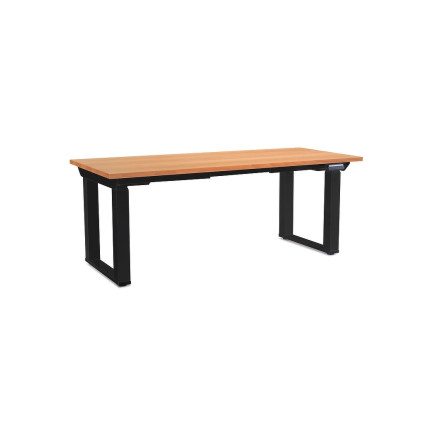 Výškovo nastaviteľný stôl OfficeTech Strong 180 x 80 cm, čierna podnož, buk