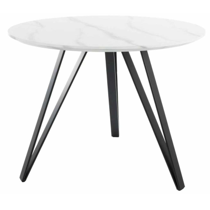 Jedálenský stôl Tetis, priemer 100 cm, mramor / čierna
