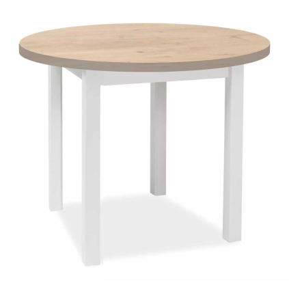 Jedálenský stôl Adam - priemer 80 cm, dub lancelot / biela