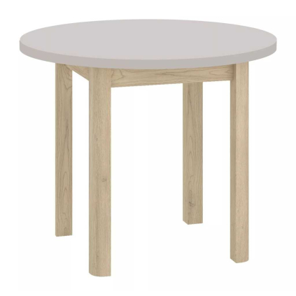 Jedálenský stôl Adam - priemer 80 cm, krémová / dub cremona