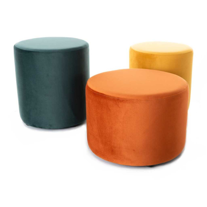 Sada 3x taburet Caen Velvet, mix farieb