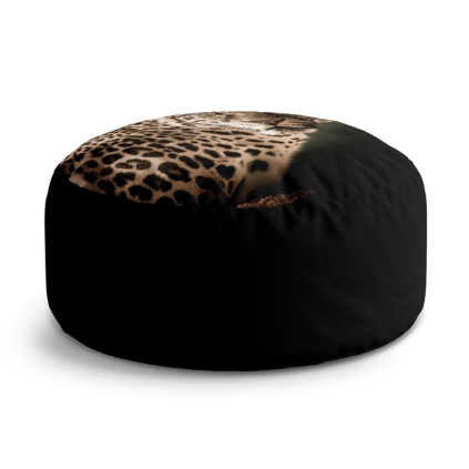 Taburet Circle levhart, béžová / čierna