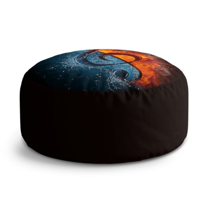 Taburet Circle ohnivý kľúč, čierna