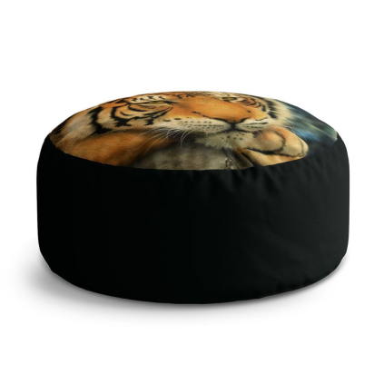 Taburet Circle tiger, oranžová / čierna