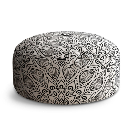Taburet Circle biele mehendi, čierna / biela