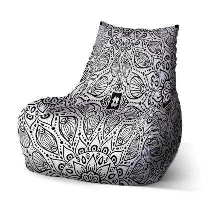 Sedací vak Bean biele mehendi, čierna / biela