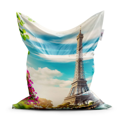 Sedací vak Classic Eiffel Tower s oblakmi - detský, farebná