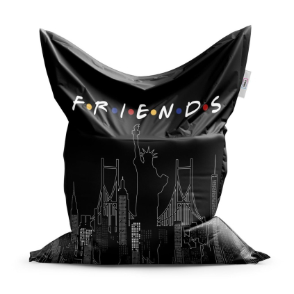 Sedací vak Classic seriál Friends obrysy, čierna