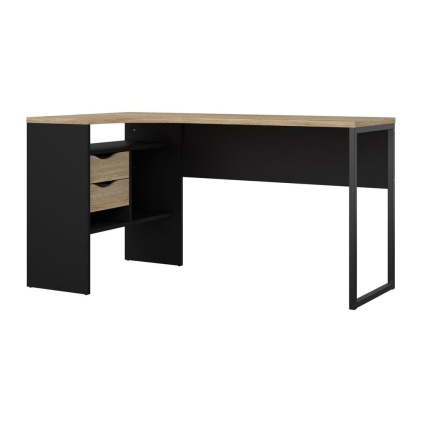 Písací stôl Felix Corner, čierny mat / dub sonoma