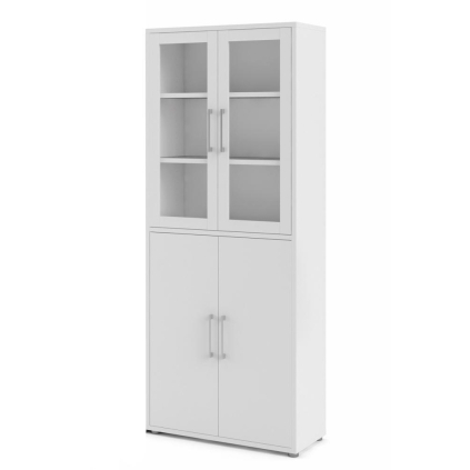 Skriňa Modulo 89 x 40 x 221,5 cm, dvere kombi, biela / číra