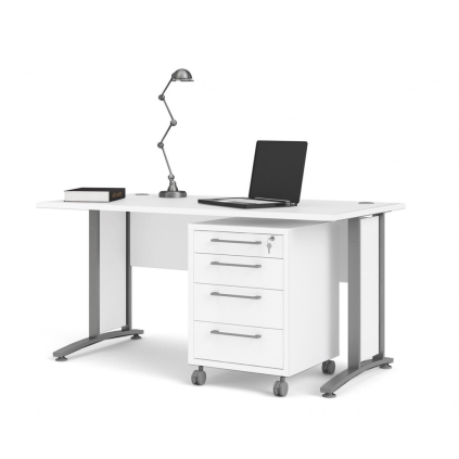 Kancelársky stôl Modulo 150 x 80 cm + kontajner, biela / sivá