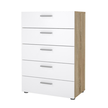 Komoda Pedro IV, dub sonoma / biely lesk