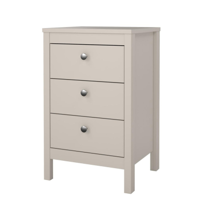 Nočný stolík Real II s koženými úchytmi, krémová