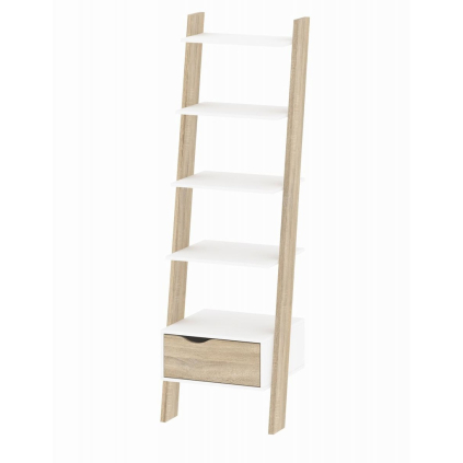 Policový regál Retro, biela / dub sonoma