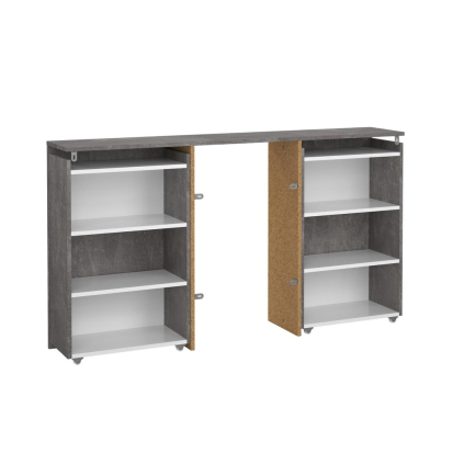 Úložné čelo postele Simplicity II 145 cm, sivá / biely lesk