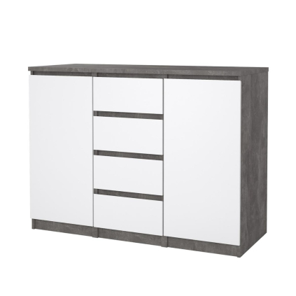 Komoda Simplicity 121 x 50 x 91 cm, sivá / biely lesk