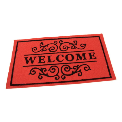 Textilná čistiaca rohož Welcome Deco 33 x 58 x 0,3 cm, červená