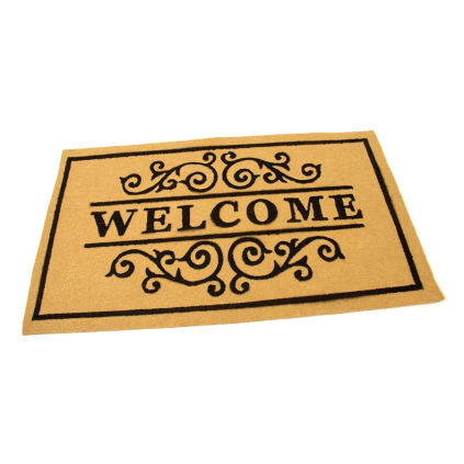 Textilná čistiaca rohož Welcome Deco 45 x 75 x 0,3 cm, žltá