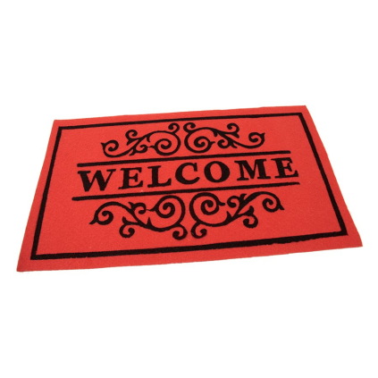 Textilná čistiaca rohož Welcome Deco 45 x 75 x 0,3 cm, červená