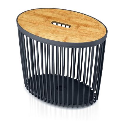 Univerzálny oválny kôš s bambusovým vekom, 30 l, prírodné drevo / antracit