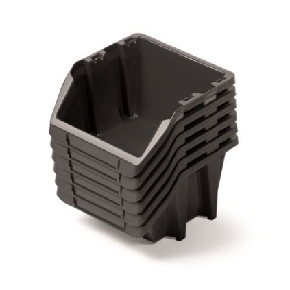 Sada 6 úložných boxov po 21,4 × 19,8 × 13,3 cm, čierna