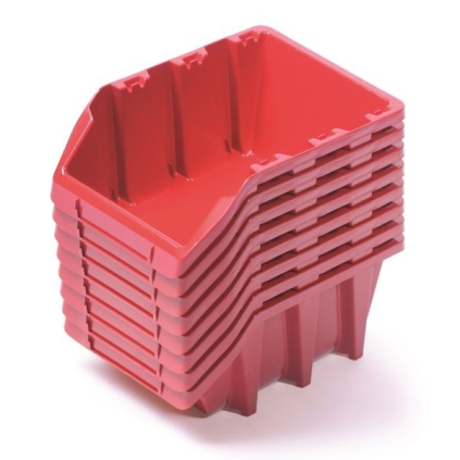 Sada 8 úložných boxov po 16 × 9,8 × 7 cm, červená