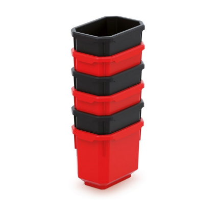 Súprava 6 úložných boxov (krabičiek), čierna / červená