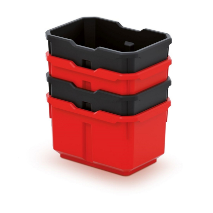 Súprava 4 úložných boxov (krabičiek), čierna / červená