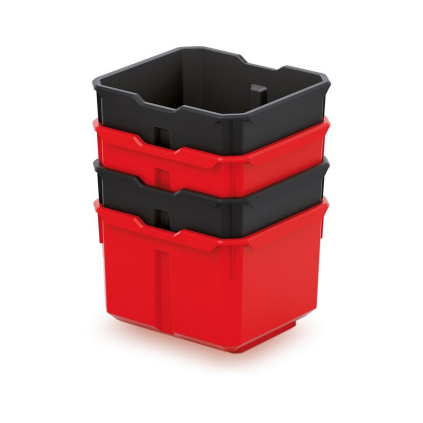 Sada 4 úložných boxov (krabičiek) II, čierna / červená