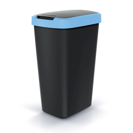 Odpadkový kôš s farebným vekom, 45 l, modrá / čierna