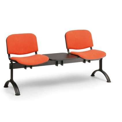 Čalúnená lavica VIVA, 2-sedadlo + stolík - čierne nohy, oranžová