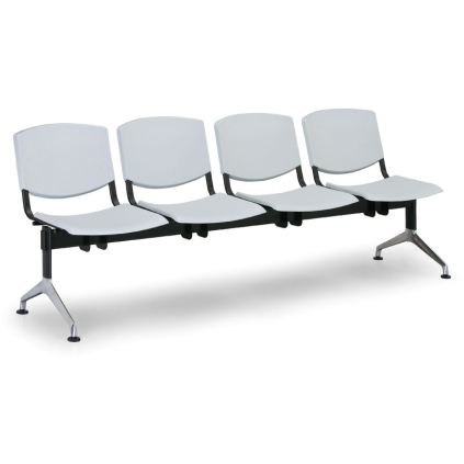 Plastová lavica Design, 4-sedadlo, sivá