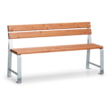 Vonkajšia lavička Mezzo s operadlom - 1,5 m, teak