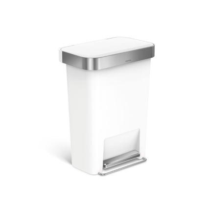 Obdĺžnikový pedálový kôš 45 l biely plast/nerez, biela