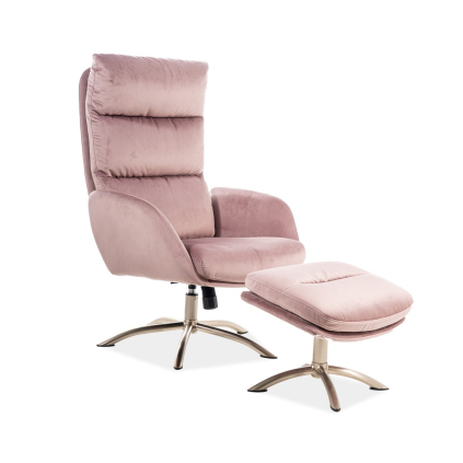 Relaxačné kreslo Monroe Velvet, ružová / zlatá
