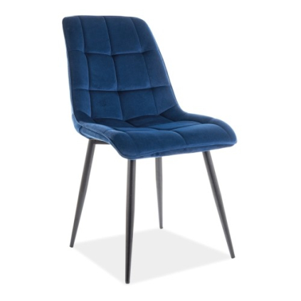 Jedálenská stolička Chic Velvet, modrá / čierna