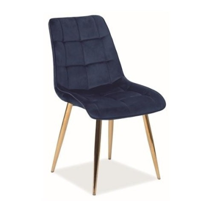 Jedálenská stolička Chic Velvet II, tmavo modrá / zlatá