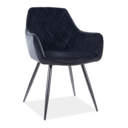 Jedálenská stolička Linea Velvet, čierna