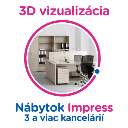 3D vizualizácia Impress: 3 a viac kancelárií, 12 a viac prac. miest