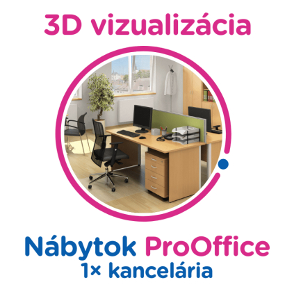 3D vizualizácia ProOffice: 1× kancelária, max. 6 pracovných miest