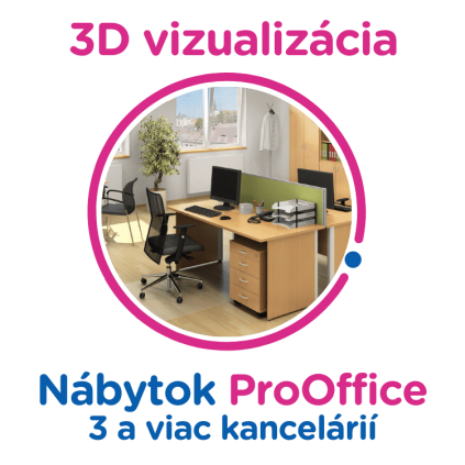 3D vizualizácia ProOffice: 3 a viac kancelárií, 12 a viac prac. miest