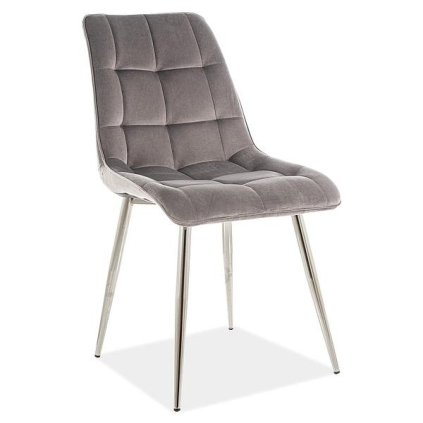 Jedálenská stolička Chic Velvet I, sivá / strieborná