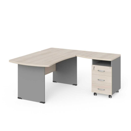 Rohové pracovné miesto Manager 160 x 160 cm, pravé, agát svetlý / sivá